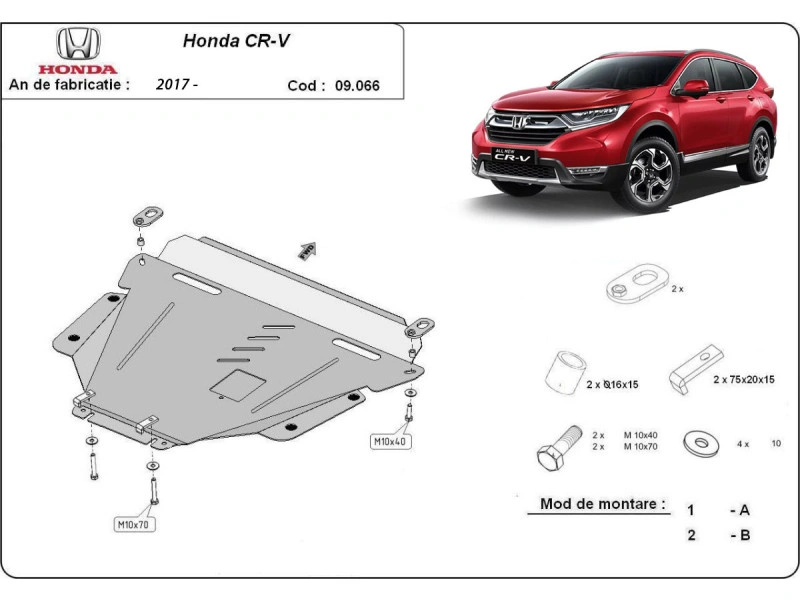 Bunnplate stål Honda CR-V IV 2014 - 2022 │ Motordeksel - Beskyttelse deksel under motor + girkasse – bilde 6