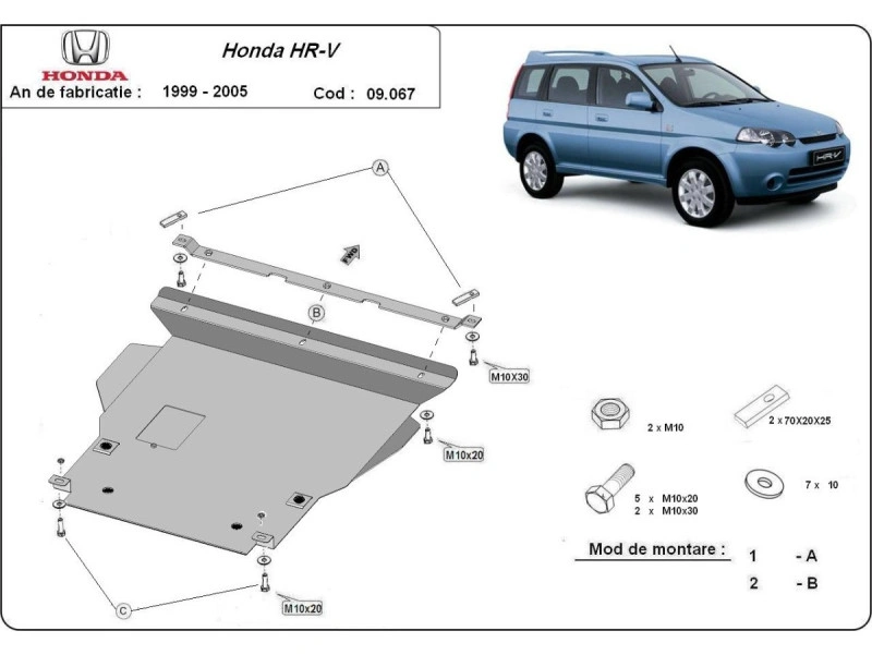 Bunnplate stål Honda HR-V 1998 - 2005 | Motordeksel - Beskyttelse deksel under motor – bilde 2