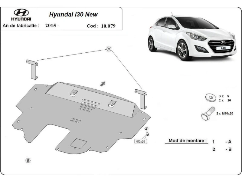 Bunnplate stål Hyundai I30 2015 - 2016 | Motordeksel - Beskyttelse deksel under motor – bilde 2