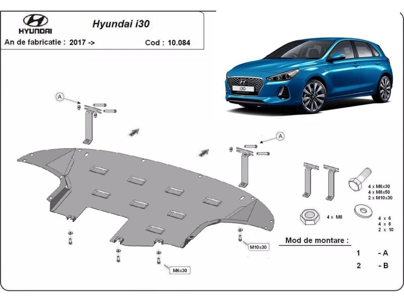 Bunnplate stål Hyundai I30 2017 -> | Motordeksel - Beskyttelse deksel under motor – bilde 2