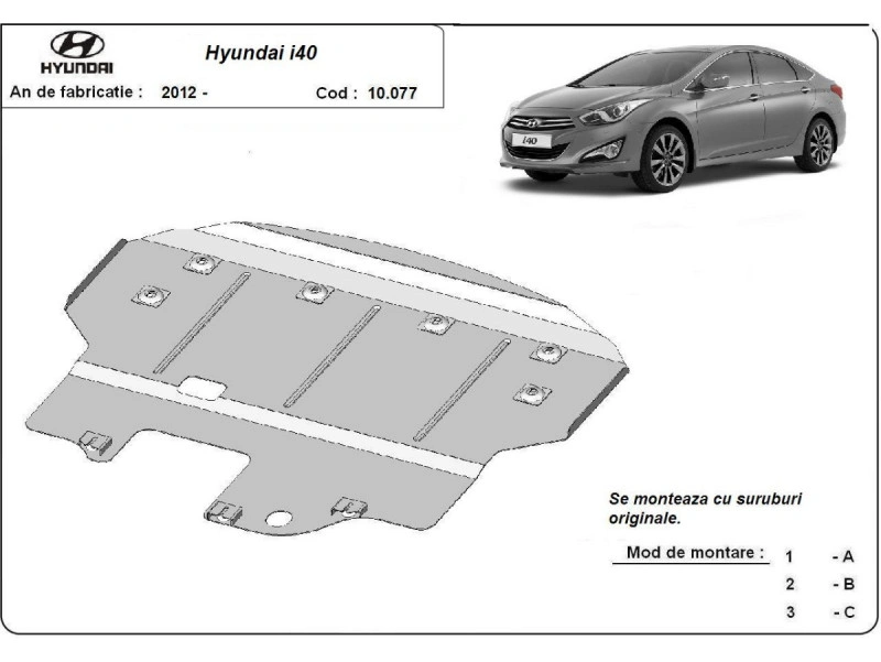Bunnplate stål Hyundai i40 2011 - 2015 | Motordeksel - Beskyttelse deksel under motor – bilde 2