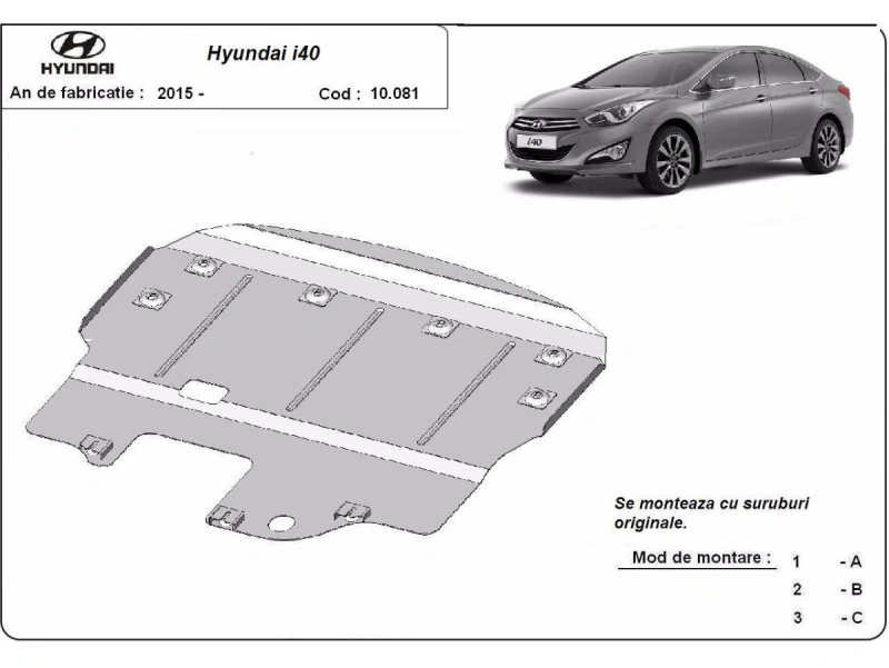 Bunnplate stål Hyundai i40 2015 - 2019 | Motordeksel - Beskyttelse deksel under motor – bilde 2