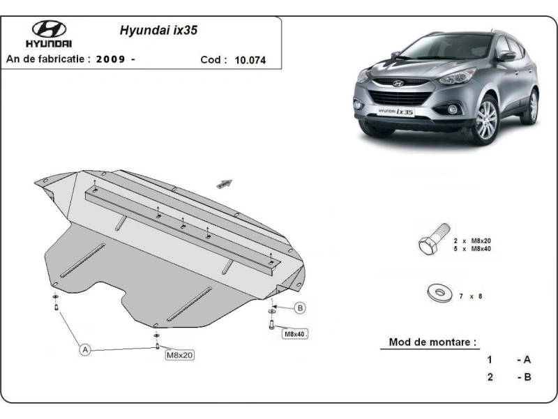 Bunnplate stål Hyundai IX35 2009 - 2015 | Motordeksel - Beskyttelse deksel under motor – bilde 2