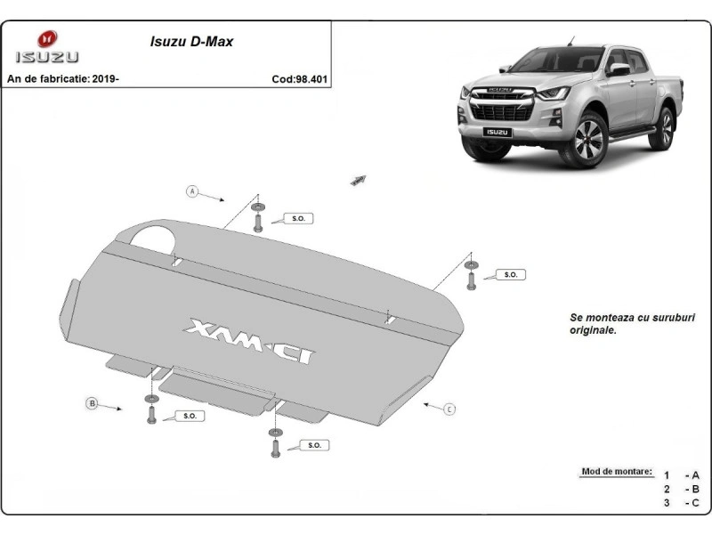 Bunnplate stål Isuzu D-Max III 2019 -> | Radiatordeksel - Beskyttelse deksel under radiator – bilde 2