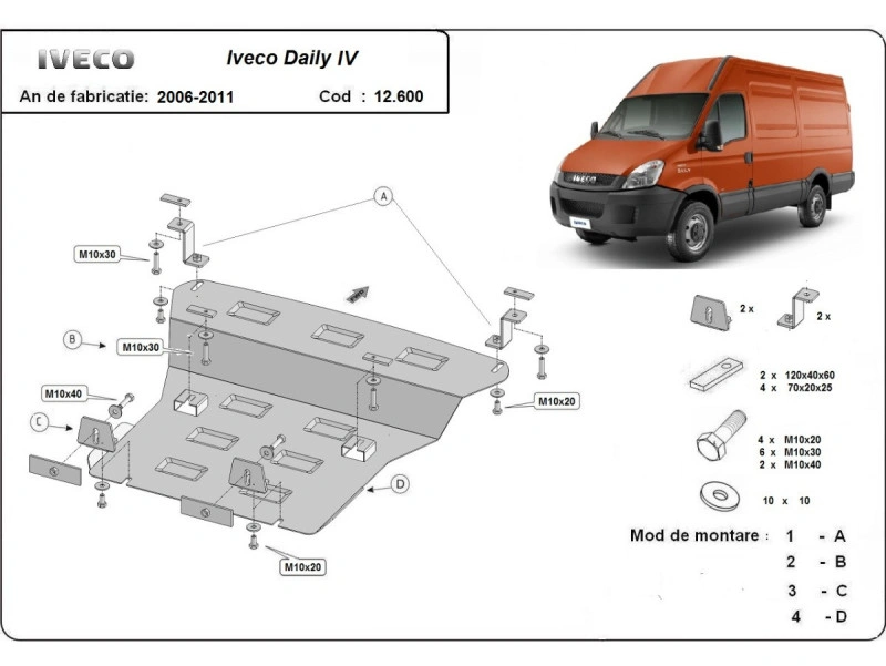 Bunnplate stål Iveco Daily 1999 - 2020 │ Motordeksel - Beskyttelse deksel under motor – bilde 10