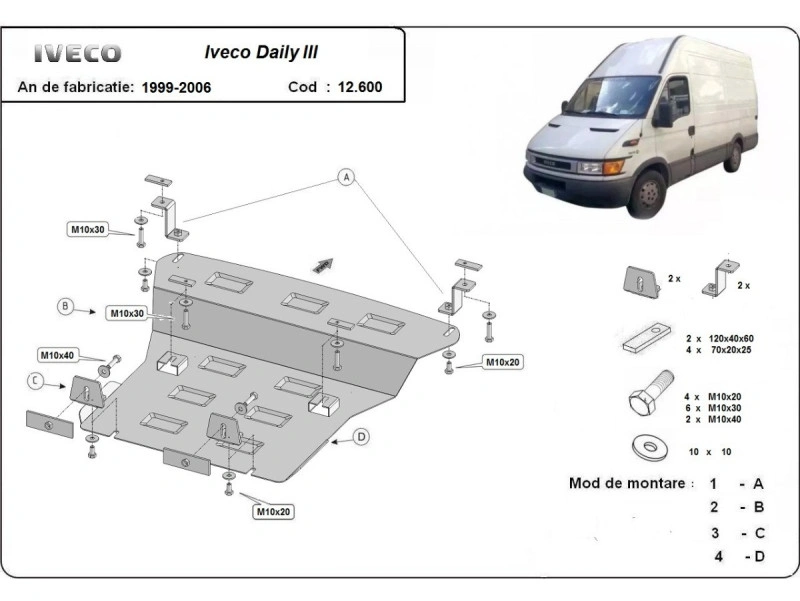 Bunnplate stål Iveco Daily 1999 - 2020 │ Motordeksel - Beskyttelse deksel under motor – bilde 12