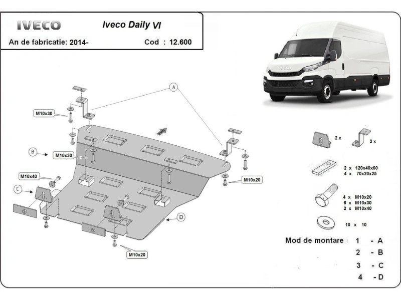 Bunnplate stål Iveco Daily 1999 - 2020 │ Motordeksel - Beskyttelse deksel under motor – bilde 6