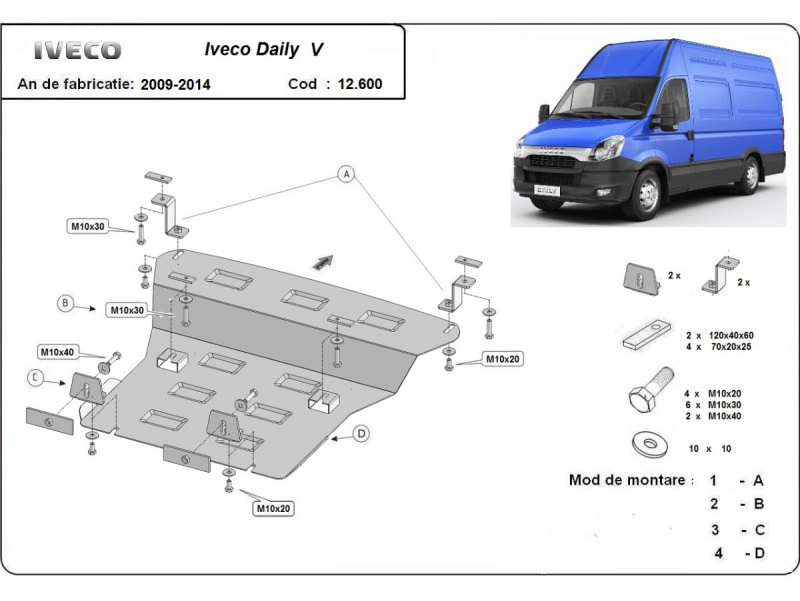 Bunnplate stål Iveco Daily 1999 - 2020 │ Motordeksel - Beskyttelse deksel under motor – bilde 8