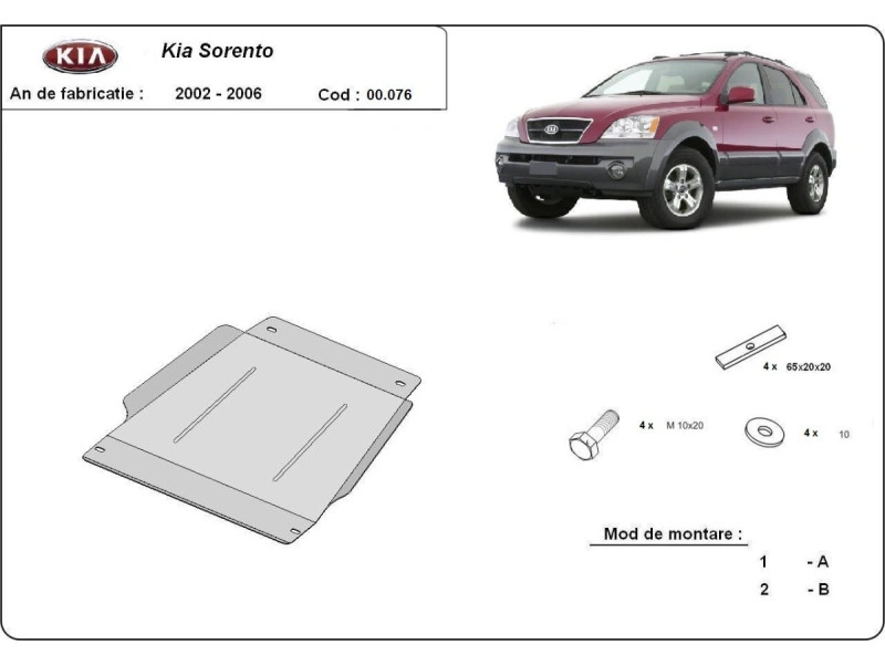 Bunnplate stål Kia Sorento 2002 - 2006 | Girkassedeksel - Beskyttelse deksel under girkasse – bilde 2