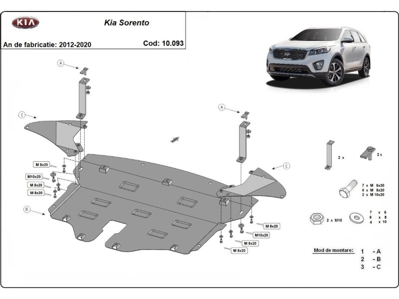 Bunnplate stål Kia Sorento 2012 - 2020 | Motordeksel - Beskyttelse deksel under motor – bilde 2