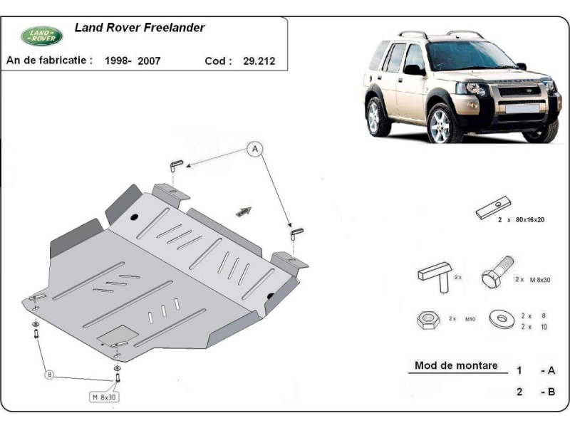 Bunnplate stål Land Rover Freelander 1 1998 - 2007 | Motordeksel - Beskyttelse deksel under motor – bilde 2