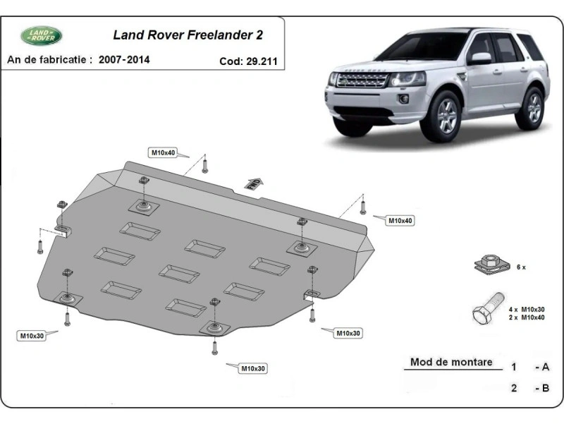 Bunnplate stål Land Rover Freelander 2 2007 - 2014 | Motordeksel - Beskyttelse deksel under motor – bilde 2