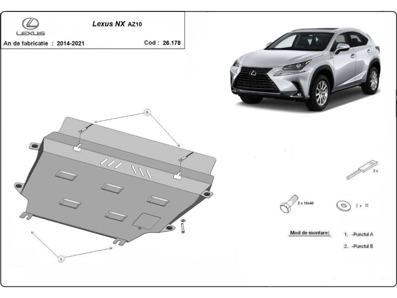 Bunnplate stål Lexus NX AZ10 2014 - 2021 | Motordeksel - Beskyttelse deksel under motor – bilde 2