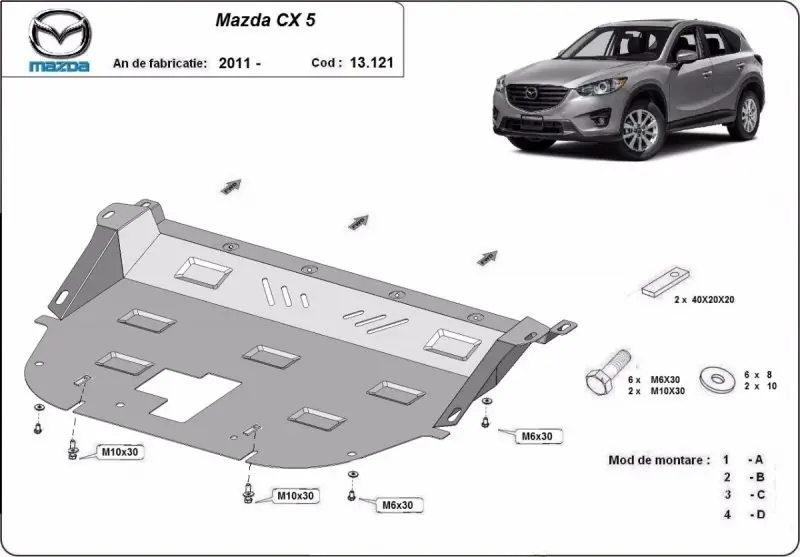 Bunnplate stål Mazda CX-5 I / II  2011 - 2024 │ Beskyttelse deksel under motor og girkasse Image 3