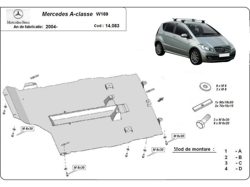 Bunnplate stål Mercedes A-Class 2004 - 2012 | Motordeksel - Beskyttelse deksel under motor – bilde 2