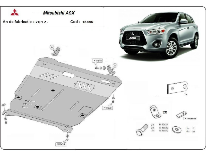 Bunnplate stål Mitsubishi ASX 2010 - 2024 | Motordeksel - Beskyttelse deksel under motor – bilde 2
