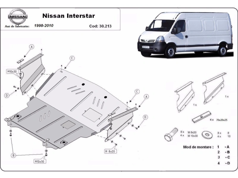 Bunnplate stål Nissan Interstar / Renault Master / Opel Movano | Motordeksel - Beskyttelse deksel under motor – bilde 2