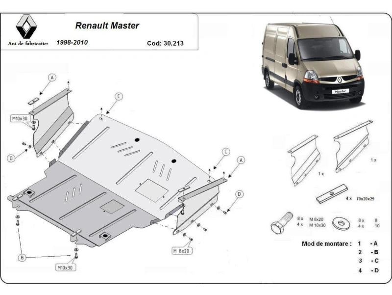 Bunnplate stål Nissan Interstar / Renault Master / Opel Movano | Motordeksel - Beskyttelse deksel under motor – bilde 8