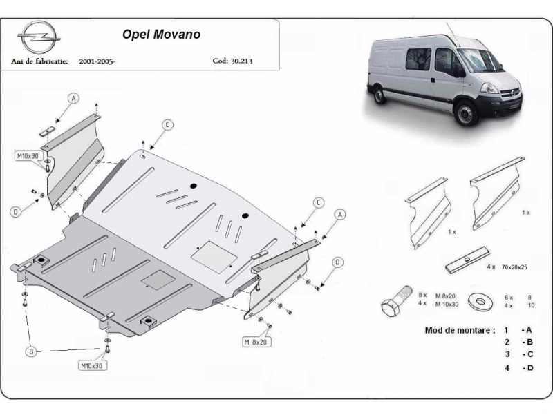 Bunnplate stål Nissan Interstar / Renault Master / Opel Movano | Motordeksel - Beskyttelse deksel under motor – bilde 9