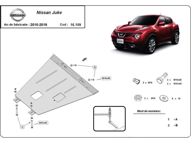 Bunnplate stål Nissan Juke 2010 - 2019 | Motordeksel - Beskyttelse deksel under motor – bilde 2