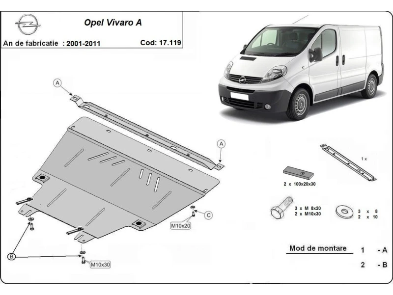 Bunnplate stål Nissan Primastar 2001 - 2015 | Motordeksel - Beskyttelse deksel under motor – bilde 18