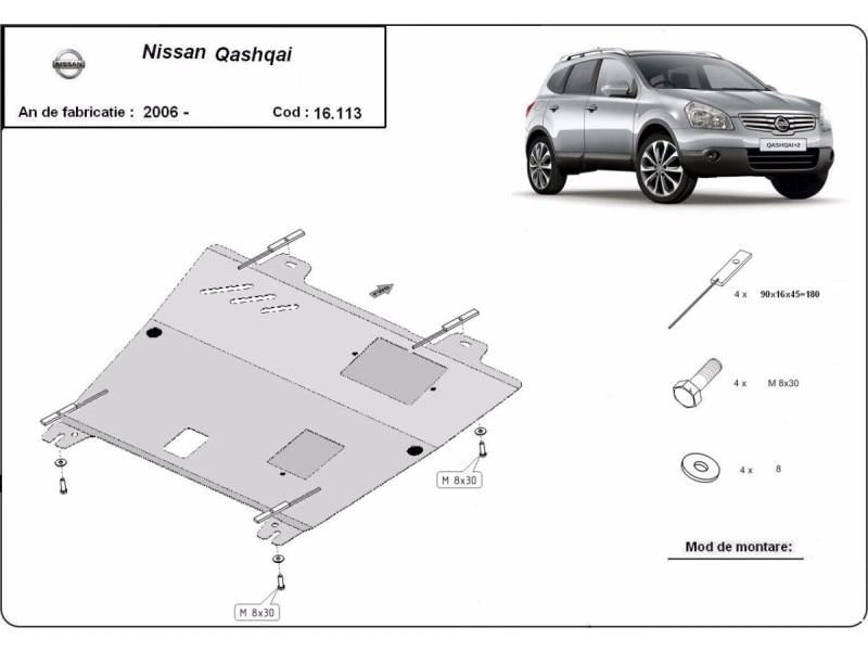 Bunnplate stål Nissan Qashqai 2006 - 2013 | Motordeksel - Beskyttelse deksel under motor – bilde 2