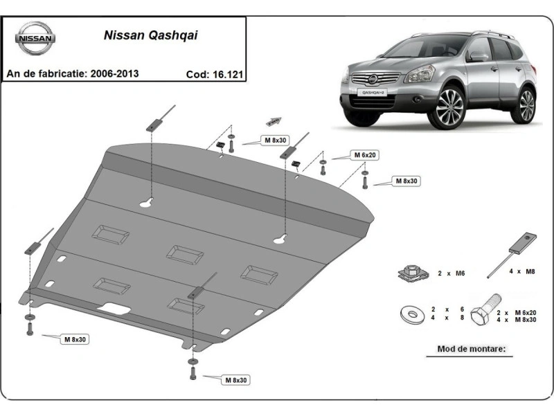 Bunnplate stål Nissan Qashqai 2006 - 2013 | Motordeksel - Beskyttelse deksel under motor – bilde 2