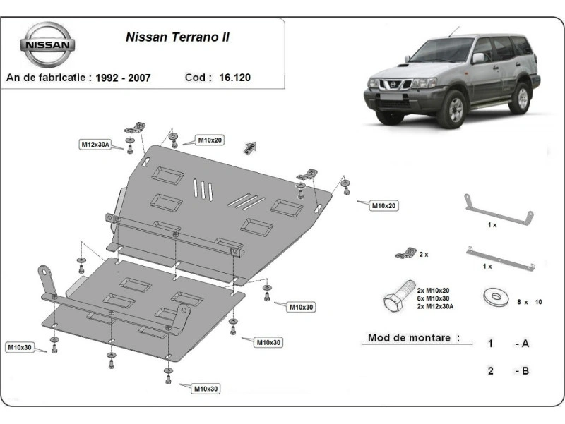 Bunnplate stål Nissan Terrano II 1992 - 2007 | Motordeksel - Beskyttelse deksel under motor – bilde 2