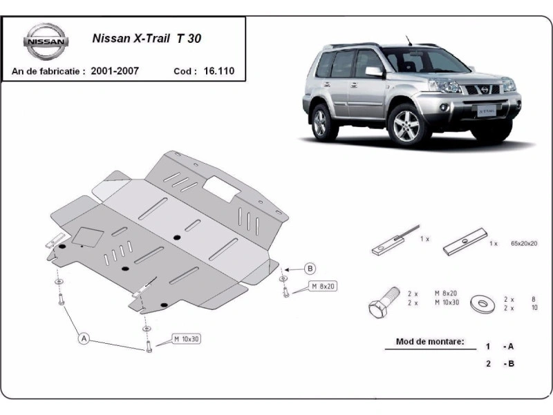 Bunnplate stål Nissan X-Trail T30 2001 - 2007 | Motordeksel - Beskyttelse deksel under motor – bilde 2