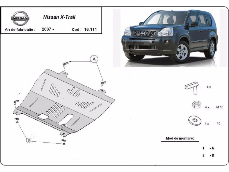 Bunnplate stål Nissan X-Trail T31 2007 - 2013 | Motordeksel - Beskyttelse deksel under motor – bilde 2