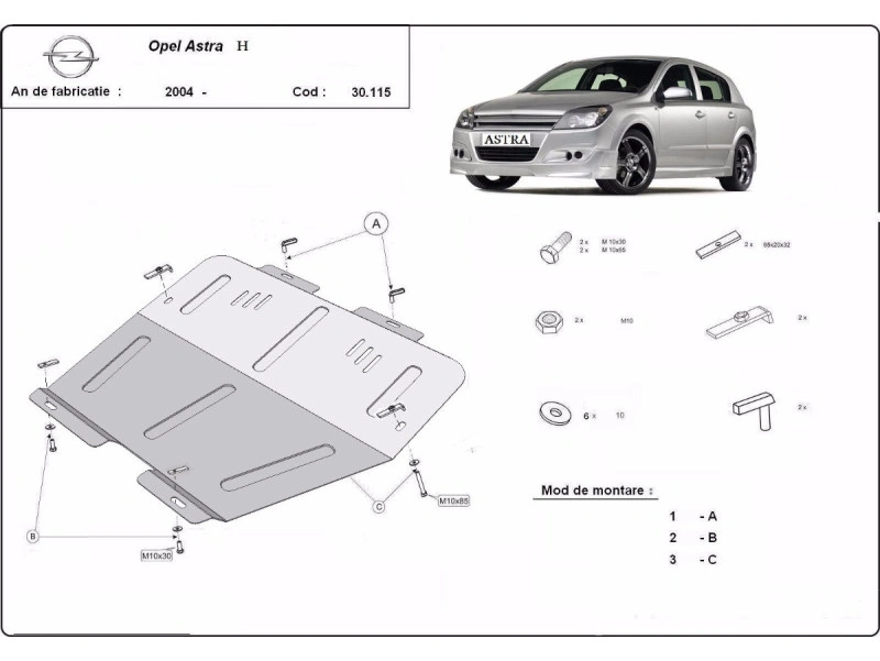 Bunnplate stål Opel Astra G / Opel Zafira | Motordeksel - Beskyttelse deksel under motor – bilde 11