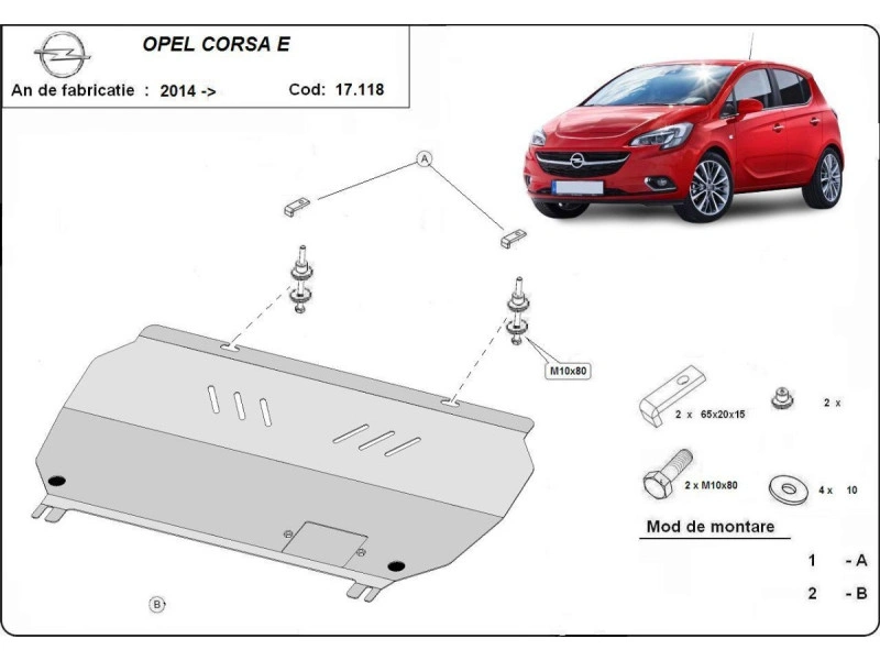 Bunnplate stål Opel Corsa E 2014 - 2019 | Motordeksel - Beskyttelse deksel under motor – bilde 2