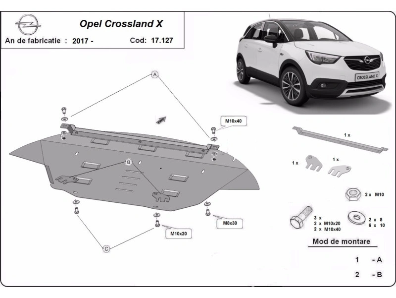 Bunnplate stål Opel Crossland X 2017 -> | Motordeksel - Beskyttelse deksel under motor – bilde 2