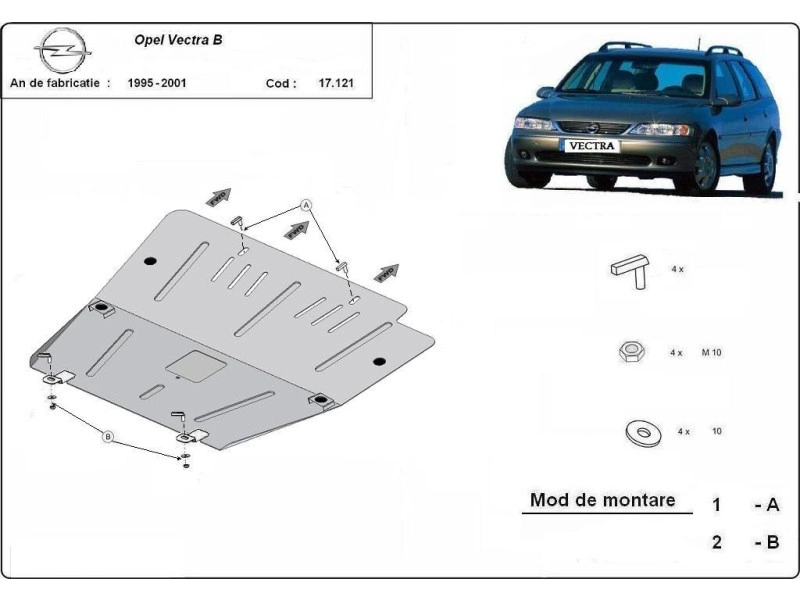 Bunnplate stål Opel Vectra B 1995 - 2001 | Motordeksel - Beskyttelse deksel under motor – bilde 2