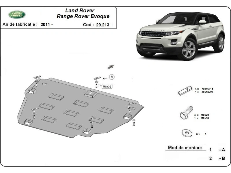 Bunnplate stål Range Rover Evoque 2011 - 2018 | Motordeksel - Beskyttelse deksel under motor – bilde 2