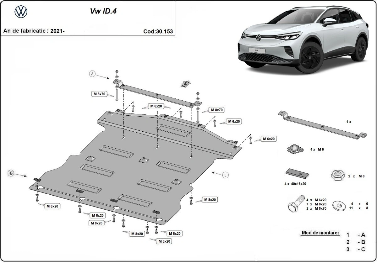 Bunnplate stål Skoda Enyaq iV / VW ID.3 / VW ID.4 / VW ID.5 / Audi Q4 e-Tron / Cupra Born | Motordeksel - Beskyttelse deksel under elmotor – bilde 10