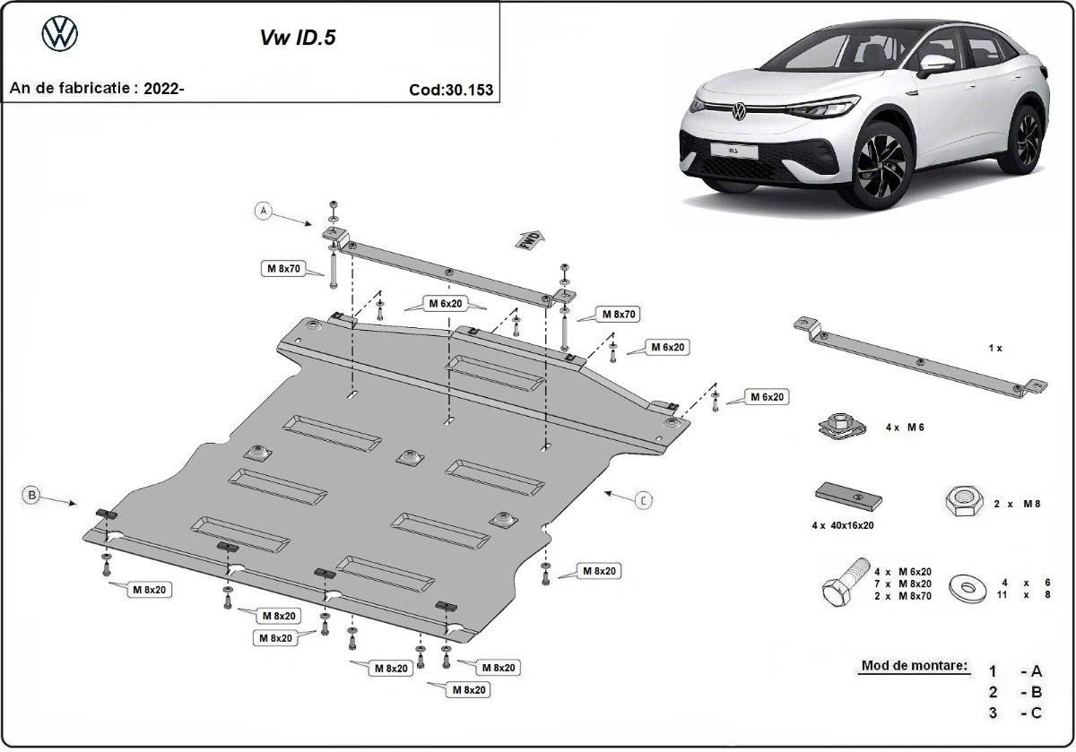 Bunnplate stål Skoda Enyaq iV / VW ID.3 / VW ID.4 / VW ID.5 / Audi Q4 e-Tron / Cupra Born | Motordeksel - Beskyttelse deksel under elmotor – bilde 20