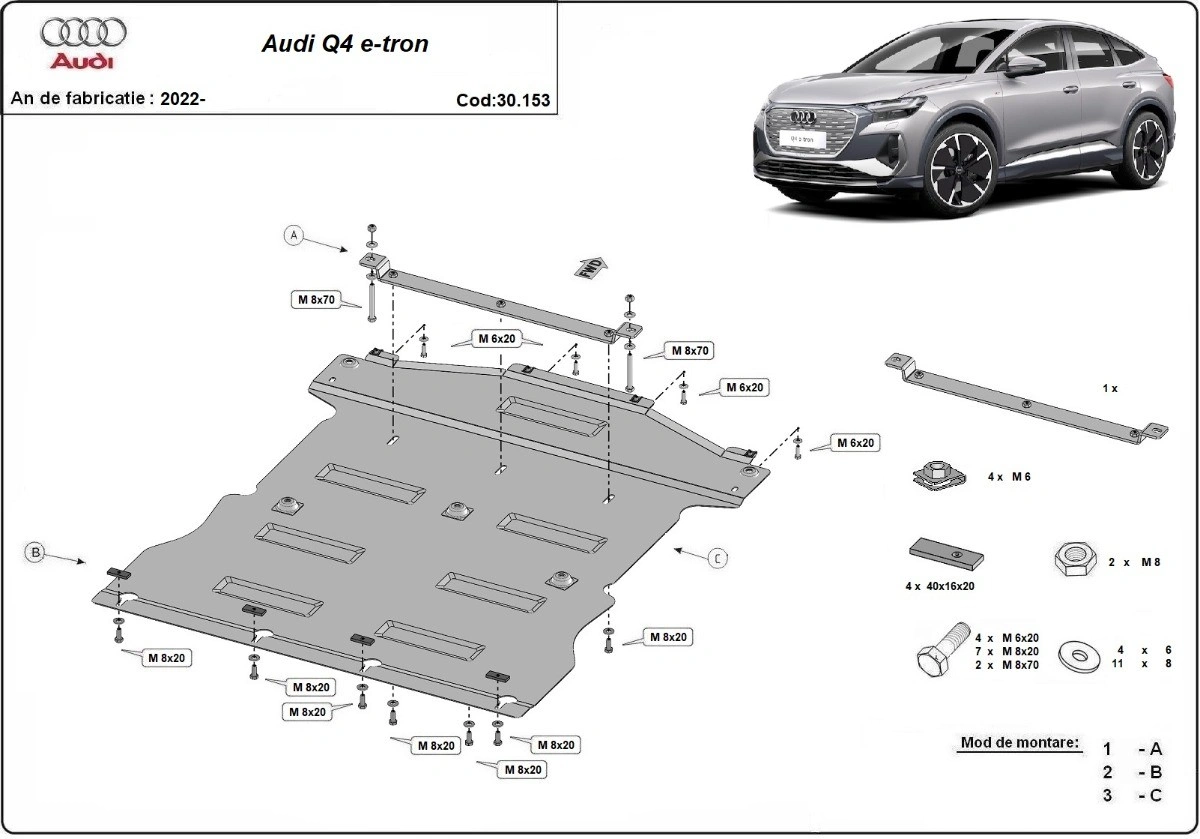 Bunnplate stål Skoda Enyaq iV / VW ID.3 / VW ID.4 / VW ID.5 / Audi Q4 e-Tron / Cupra Born | Motordeksel - Beskyttelse deksel under elmotor – bilde 4