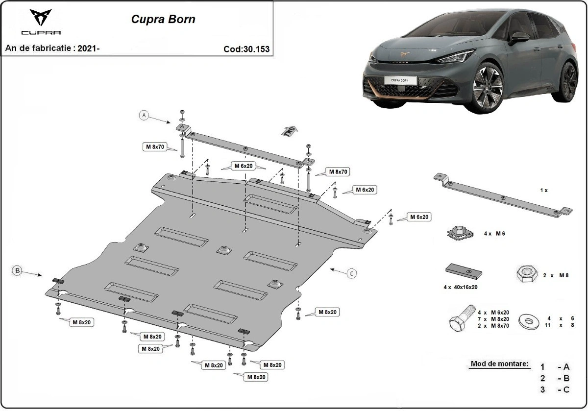 Bunnplate stål Skoda Enyaq iV / VW ID.3 / VW ID.4 / VW ID.5 / Audi Q4 e-Tron / Cupra Born | Motordeksel - Beskyttelse deksel under elmotor – bilde 6