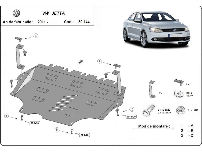 Bunnplate stål Skoda Superb / VW Caddy / VW Jetta / Skoda Yeti  | Motordeksel - Beskyttelse deksel under motor Image 18