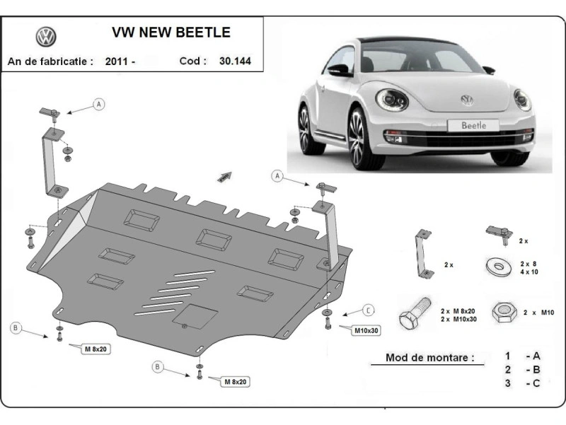 Bunnplate stål Skoda Superb / VW Caddy / VW Jetta / Skoda Yeti  | Motordeksel - Beskyttelse deksel under motor Image 19