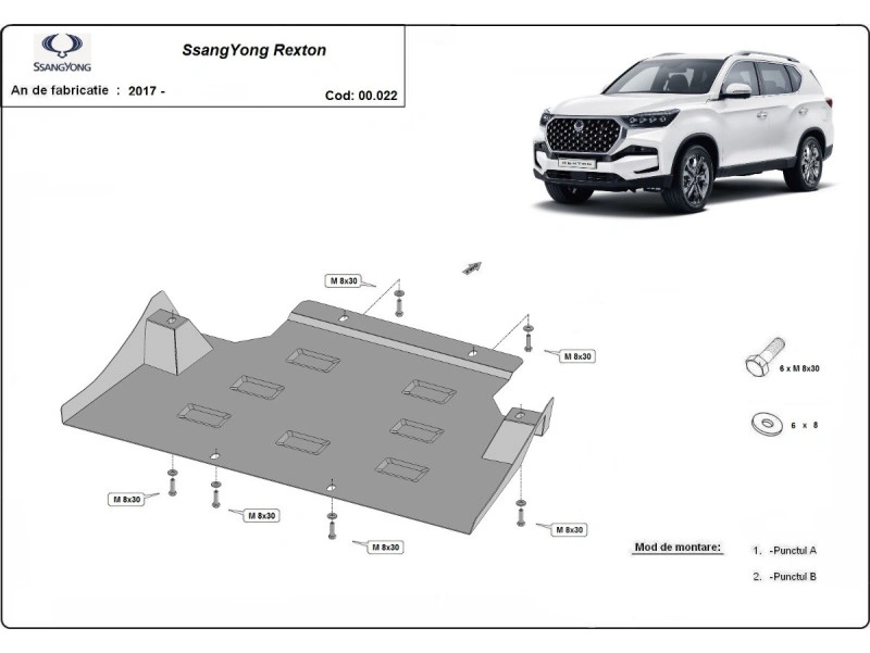 Bunnplate stål SsangYong Rexton 2017 -> | Girkassedeksel - Beskyttelse deksel under girkasse – bilde 2