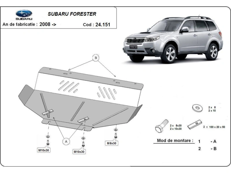 Bunnplate stål Subaru Forester 3 2008 - 2013 | Motordeksel - Beskyttelse deksel under motor