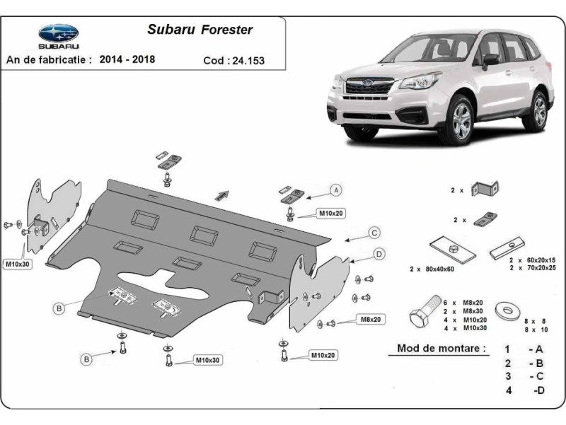 Bunnplate stål Subaru Forester IV 2013 - 2018 │ Motordeksel - Beskyttelse deksel under motor – bilde 2