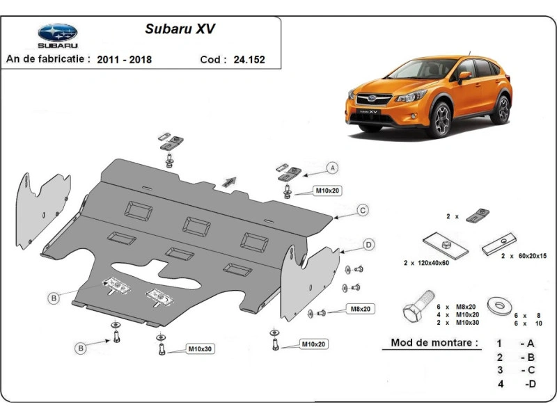 Bunnplate stål Subaru XV 2011 - 2017 | Motordeksel - Beskyttelse deksel under motor – bilde 2