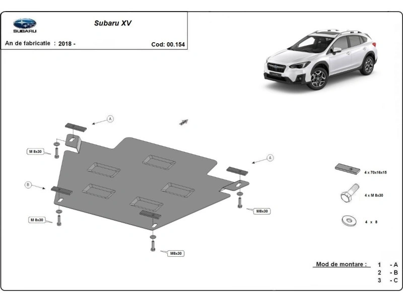 Bunnplate stål Subaru XV 2018 - 2022 | Girkassedeksel - Beskyttelse deksel under girkasse