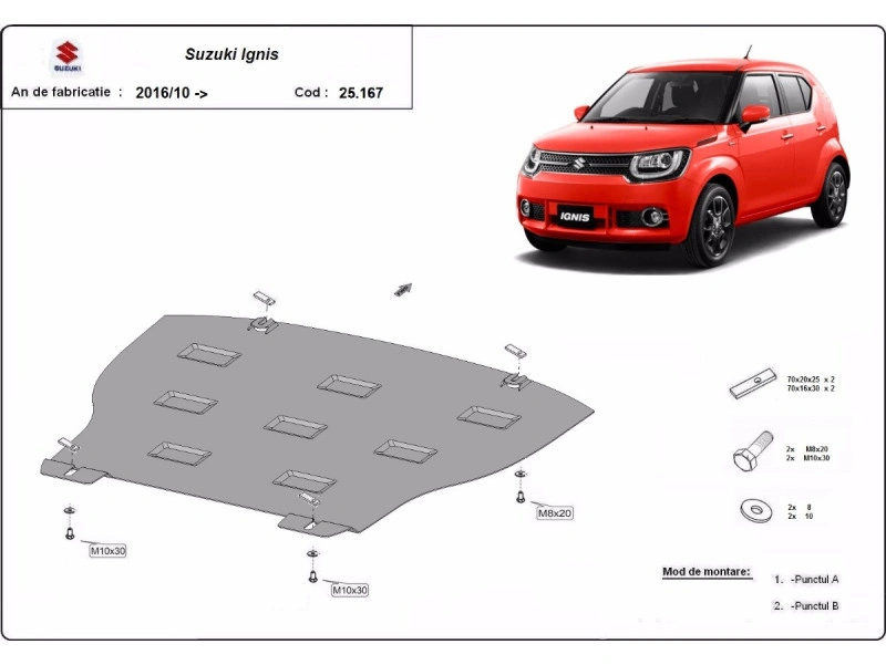 Bunnplate stål Suzuki Ignis 2016 -> | Motordeksel - Beskyttelse deksel under motor – bilde 2