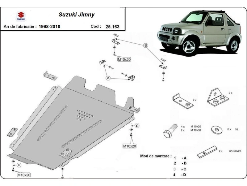 Bunnplate stål Suzuki Jimny 1998 - 2018 | Girkassedeksel - Beskyttelse deksel under girkasse – bilde 2