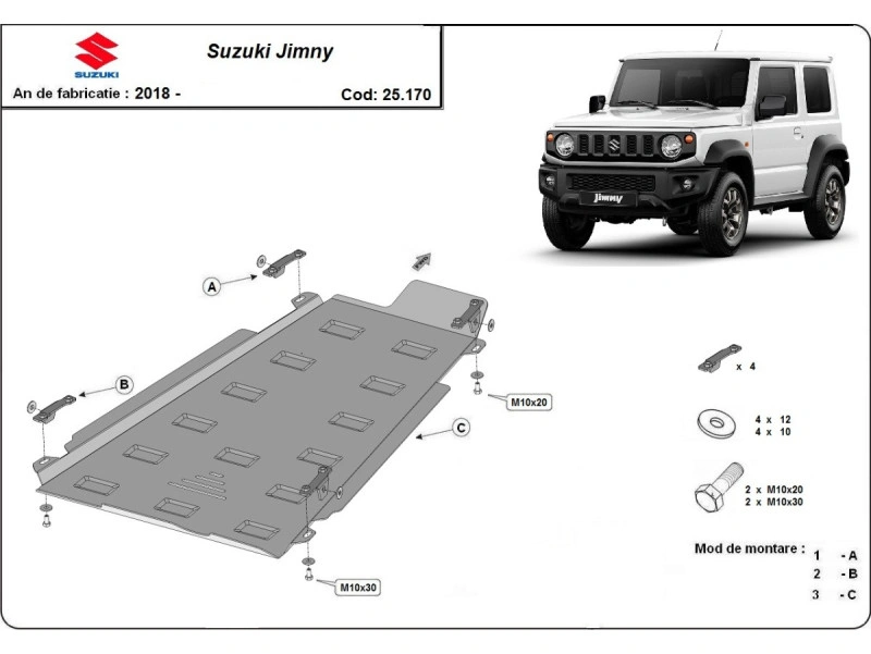 Bunnplate stål Suzuki Jimny 2018 -> | Girkassedeksel - Beskyttelse deksel under girkasse – bilde 2