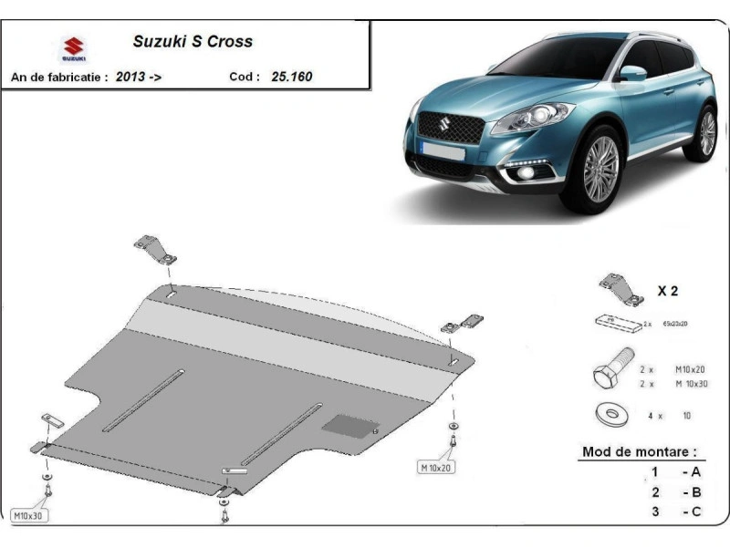 Bunnplate stål Suzuki S-Cross 2013 - 2021 | Motordeksel - Beskyttelse deksel under motor – bilde 2